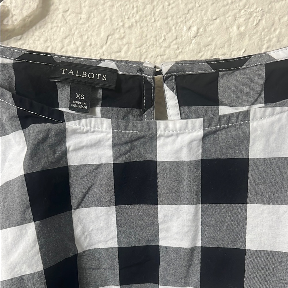 Talbots Black and White Checkered Women's Top - Picture 2 of 3
